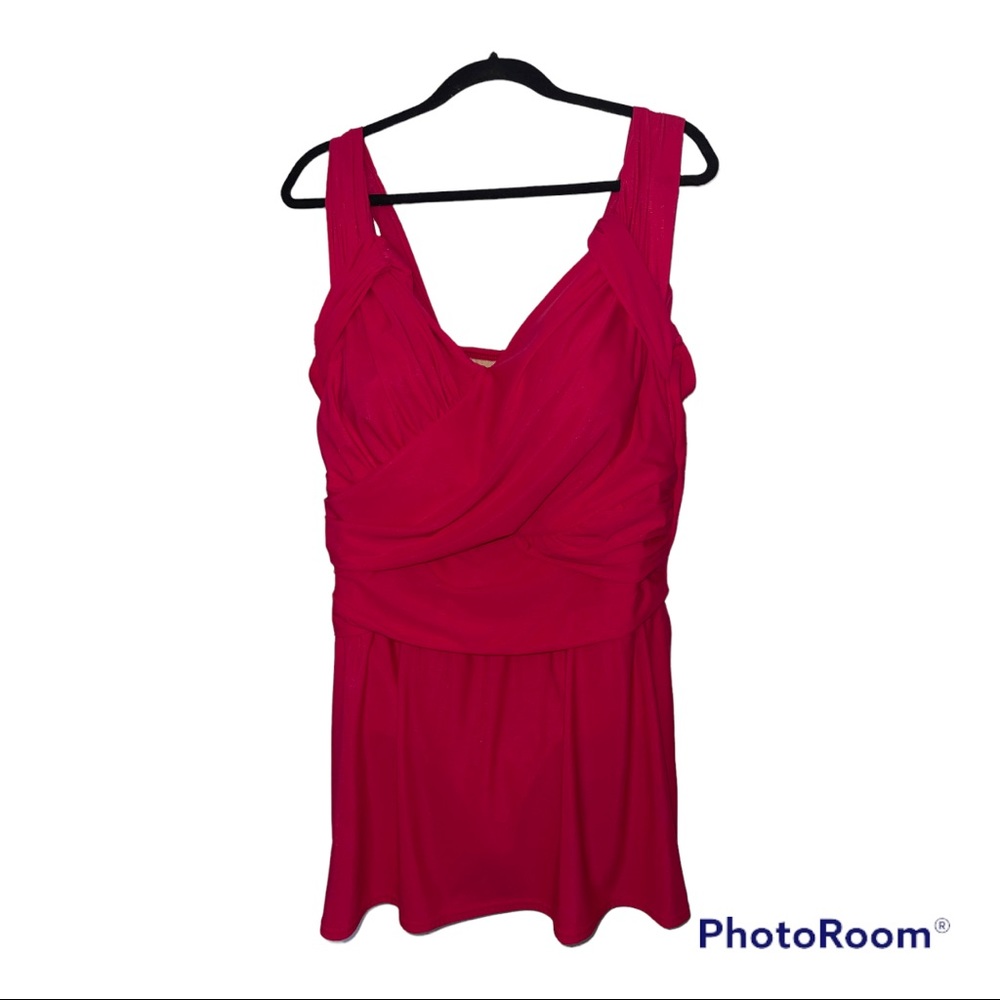 Lands' End Women's One-Piece Swimdress in Bright Pink